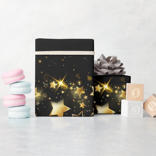 Golden sterren glanzend WRAPPING PAPER Cadeaupapier (Baby Shower)