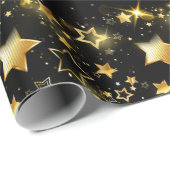 Golden sterren glanzend WRAPPING PAPER Cadeaupapier (Rol Hoek)