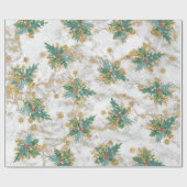 Golden sterren glitter met holbessen en bladeren cadeaupapier (Vlak)