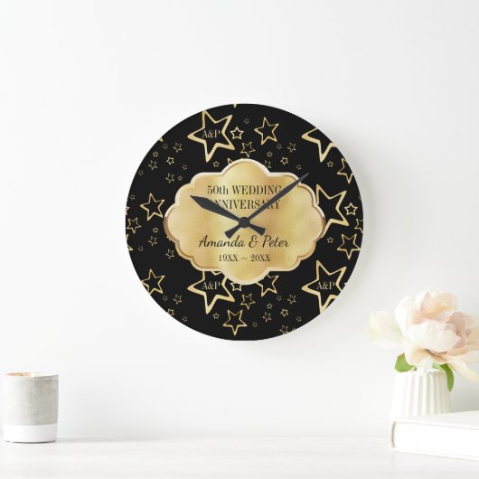 Golden sterren met monogram grote klok (Huis)