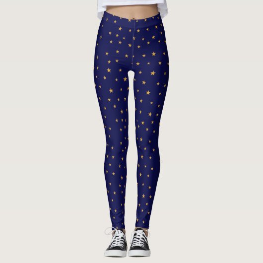 Golden sterren op blauw van de marine leggings (Voorkant)