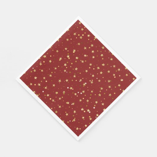 Golden sterren op rode achtergrond servet (Hoek)