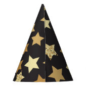 Golden sterren op zwart achtergrondpatroon feesthoedjes (Achterkant)