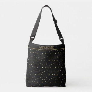 Golden sterren op zwart crossbody tas