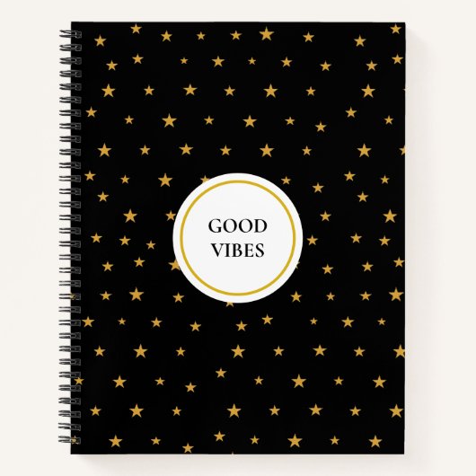 Golden sterren op zwart notitieboek (Voorkant)