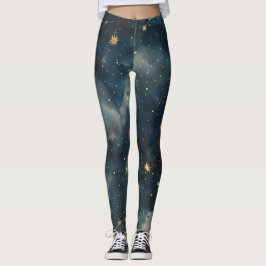 Golden Sterrennacht – Luxe Celestial Activewear Leggings