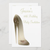 Golden Stiletto Shoe Invitation Cards Kaart (Voorkant / Achterkant)