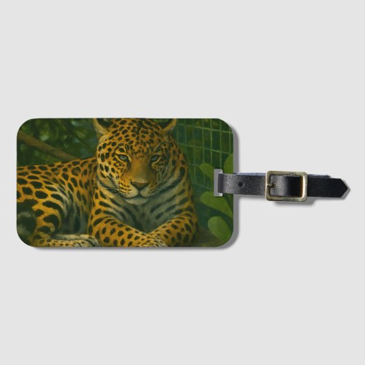 Golden Stillness - Rustende luipaard in gebladerte Bagagelabel (Voorkant (horizontaal))