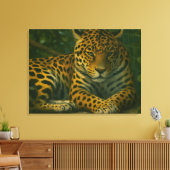 Golden Stillness - Rustende luipaard in gebladerte Canvas Afdruk (Insitu (Woonkamer))