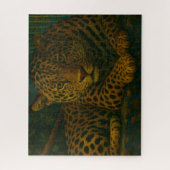 Golden Stillness - Rustende luipaard in gebladerte Legpuzzel (Verticaal)