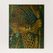 Golden Stillness - Rustende luipaard in gebladerte Legpuzzel (Verticaal)