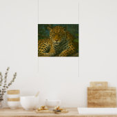 Golden Stillness - Rustende luipaard in gebladerte Poster (Keuken)