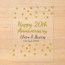 Golden stippen glitter vrolijke 20ste verjaardag b acryl uitnodigingen