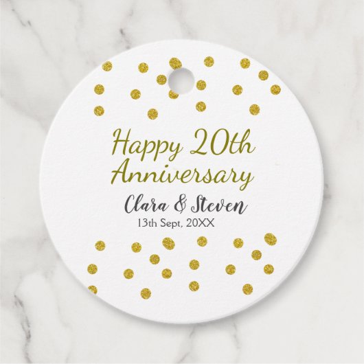 Golden stippen glitter vrolijke 20ste verjaardag b bedankjes labels (Voorkant)