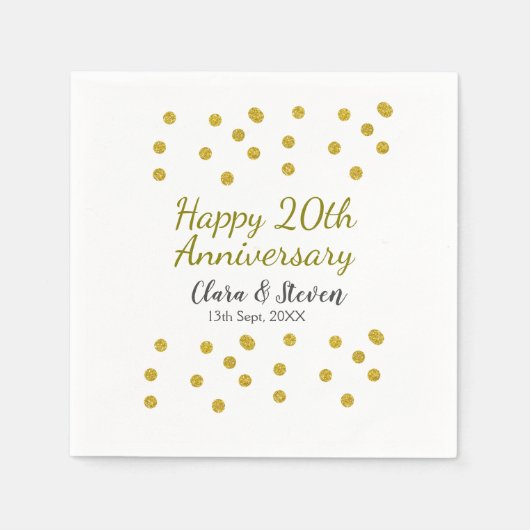 Golden stippen glitter vrolijke 20ste verjaardag b servet (Voorkant)