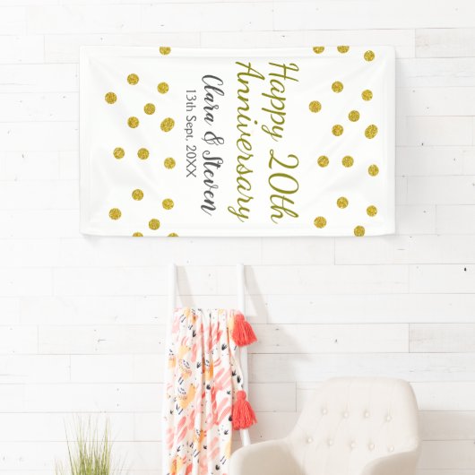 Golden stippen glitter vrolijke 20ste verjaardag b spandoek (Insitu)