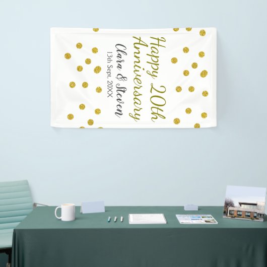Golden stippen glitter vrolijke 20ste verjaardag b spandoek (Beurs)