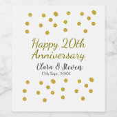 Golden stippen glitter vrolijke 20ste verjaardag b wijn etiket (Enkel label)