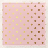 Golden stippen op roze achtergrond glazen onderzetter (Voorkant)