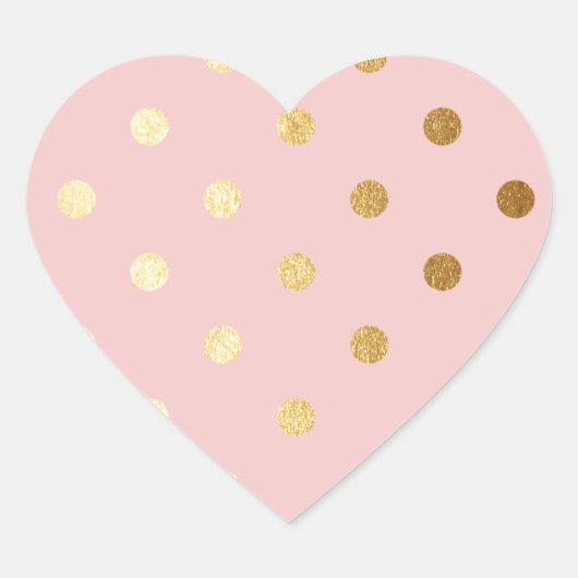 Golden stippen op roze achtergrond hart sticker (Voorkant)