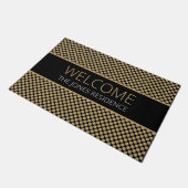 Golden Stippen Pattern on Black Name Personated Deurmat (Schuin)