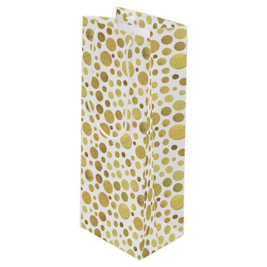 Golden Stippen Wine Gift Bag Wijn Cadeautas (Voorkant Gekanteld)