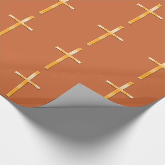 Golden Stone Effect/Religieuze Kruis Cadeaupapier (Hoek)