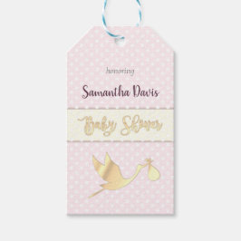 Golden Stork Baby Girl Baby shower Cadeaulabel