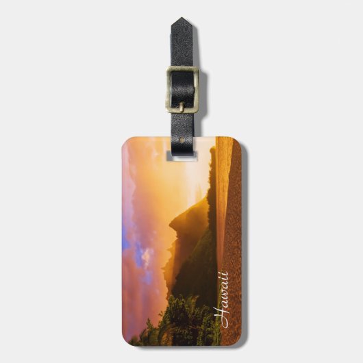 Golden strand sunset, Hawaii Bagagelabel (Voorkant verticaal)