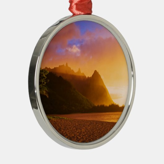 Golden strand sunset, Hawaii Metalen Ornament (Rechts)