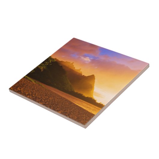 Golden strand sunset, Hawaii Tegeltje (Zijkant)