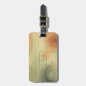 Golden Strata | Oranje groen agaatmonogram perzik Bagagelabel (Voorkant verticaal)