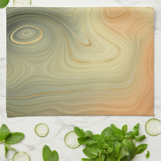 Golden Strata | Perzisch verbrand Oranje groen aga Theedoek (Gevouwen)