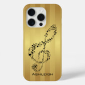 Golden Stripes Black Treble Clef Muzieknoten Case-Mate iPhone Case (Achterkant)