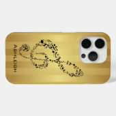 Golden Stripes Black Treble Clef Muzieknoten Case-Mate iPhone Case (Achterkant (horizontaal))