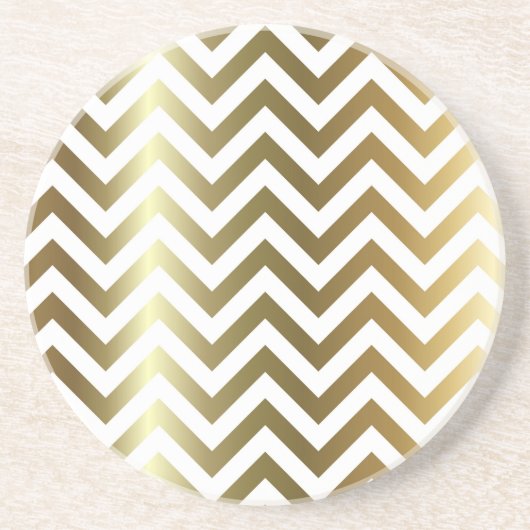 Golden Stripes Chevron Pattern Zandsteen Onderzetter (Voorkant)