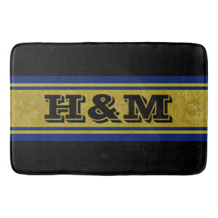 Golden Stripes - donkerblauw + jouw tekst & ideeën Badmat
