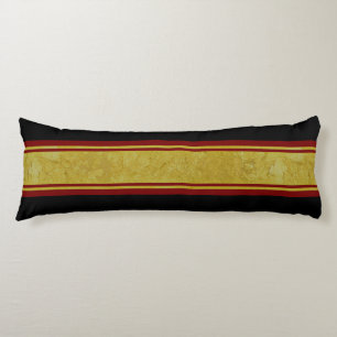Golden Stripes donkerrood + uw achtergrondkleur Lichaamskussen