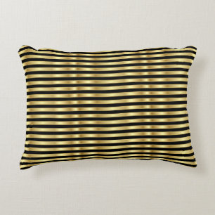 Golden Stripes op Black Accent Pillow Kussen