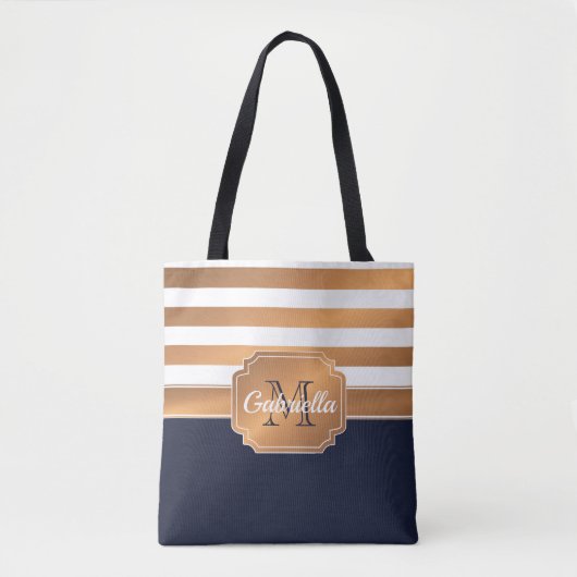 Golden Stripes Pattern Tote Bag (Voorkant)