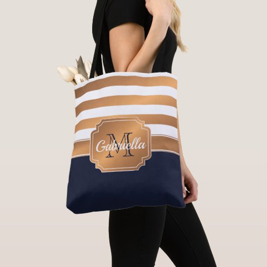 Golden Stripes Pattern Tote Bag (Dichtbij)