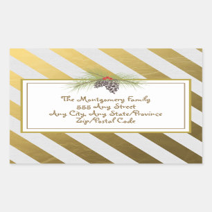 Golden Stripes - Square Kerst sticker