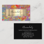 Golden Strokes Beauty Shop Abstract Holographic Visitekaartje (Voorkant / Achterkant)