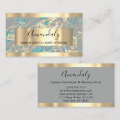 Golden Strokes Gray Glitter Blue Marble Visitekaartje (Voorkant / Achterkant)