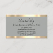 Golden Strokes Gray Glitter Blue Marble Visitekaartje (Achterkant)