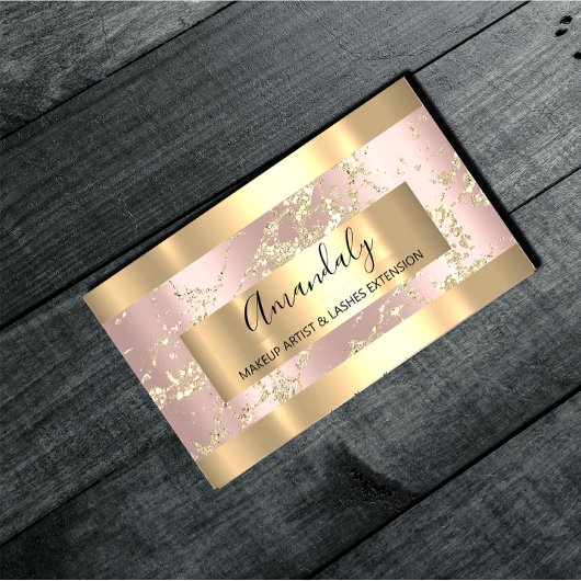 Golden Strokes Marble Roos Blush Beauty Stylist Visitekaartje