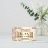 Golden Strokes Marble Roos Blush Beauty Stylist Visitekaartje (Staand voorkant)
