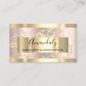 Golden Strokes Marble Roos Blush Beauty Stylist Visitekaartje (Voorkant)
