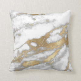 Golden Strokes Metallic Glitter Marble Gray Stone Kussen