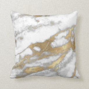 Golden Strokes Metallic Glitter Marble Gray Stone Kussen